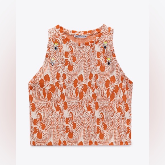 ZARA pebble jacquard embellished top size medium - Picture 5 of 11